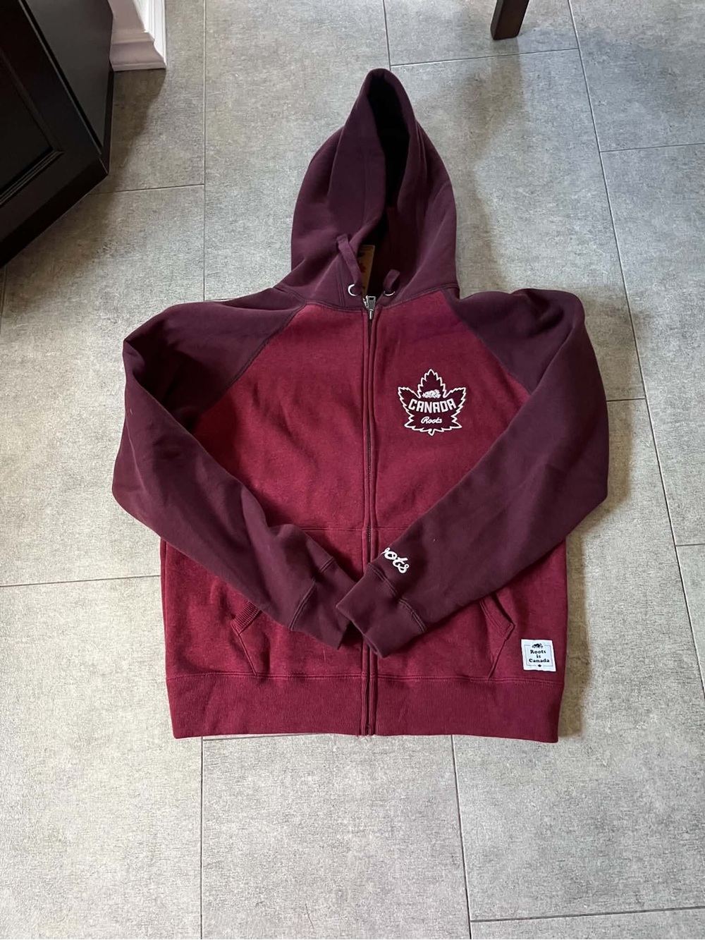 Two-Tone Burgundy Zip Hoodie